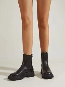 Zip Back Chelsea Boots - Black - View 4