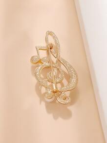 1 chiếc trâm cài áo hình nốt nhạc sang trọng tối giản cổ điển đính ngọc trai giả, phù hợp với trang phục hàng ngày của phụ nữ, bộ đồ, váy - Vàng - Xem 7