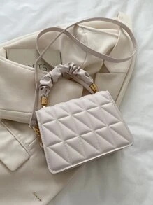 迷你衍縫鏈條裝飾方包 - 米色 - 查看 5