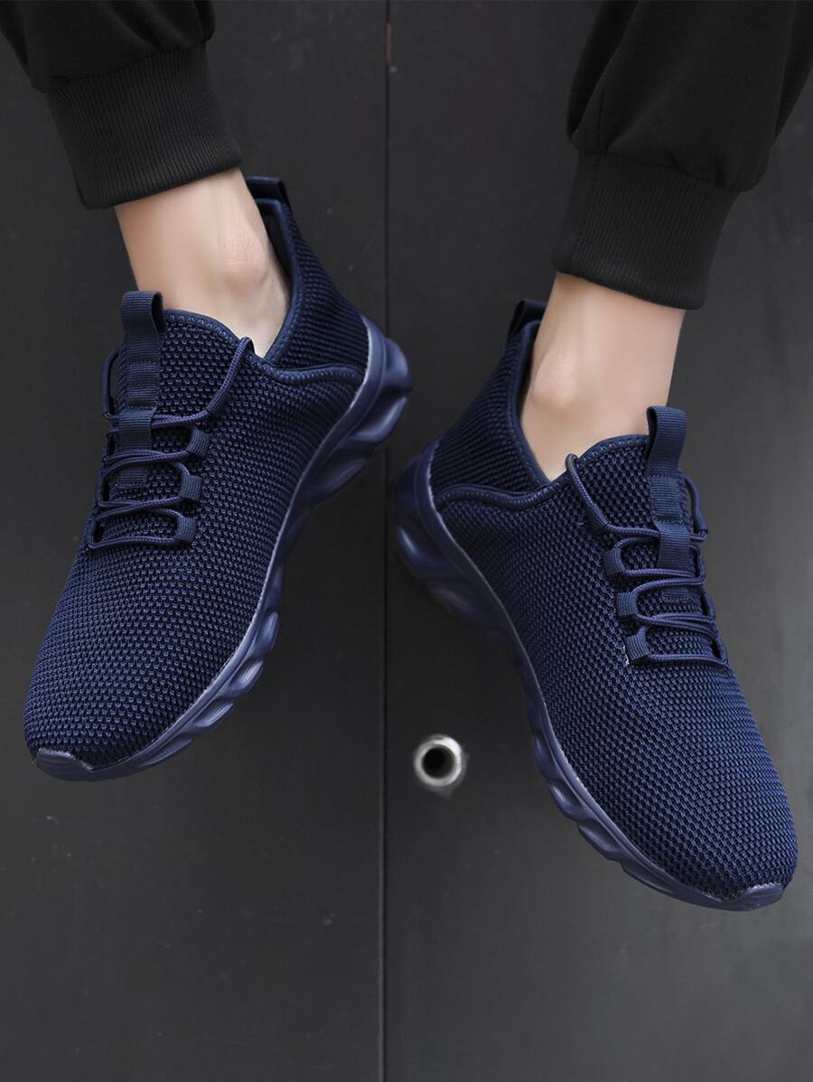 Men Minimalist Lace-up Front Running Shoes - Navy Blue - View 1