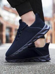 Men Minimalist Lace-up Front Running Shoes - Navy Blue - View 4