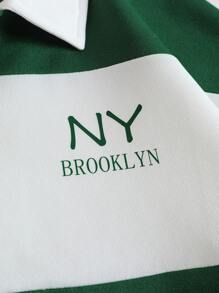 INAWLY Colour Block Letter Graphic Quarter Zip Thermal Lined Sweatshirt - Multicolor - View 5