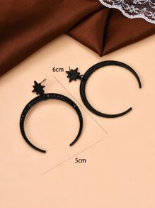 Bông tai thả mặt trăng rhinestone - màu đen - Xem 6