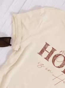 Chiquease Camiseta con estampado de slogan - Albaricoque - Ver 4