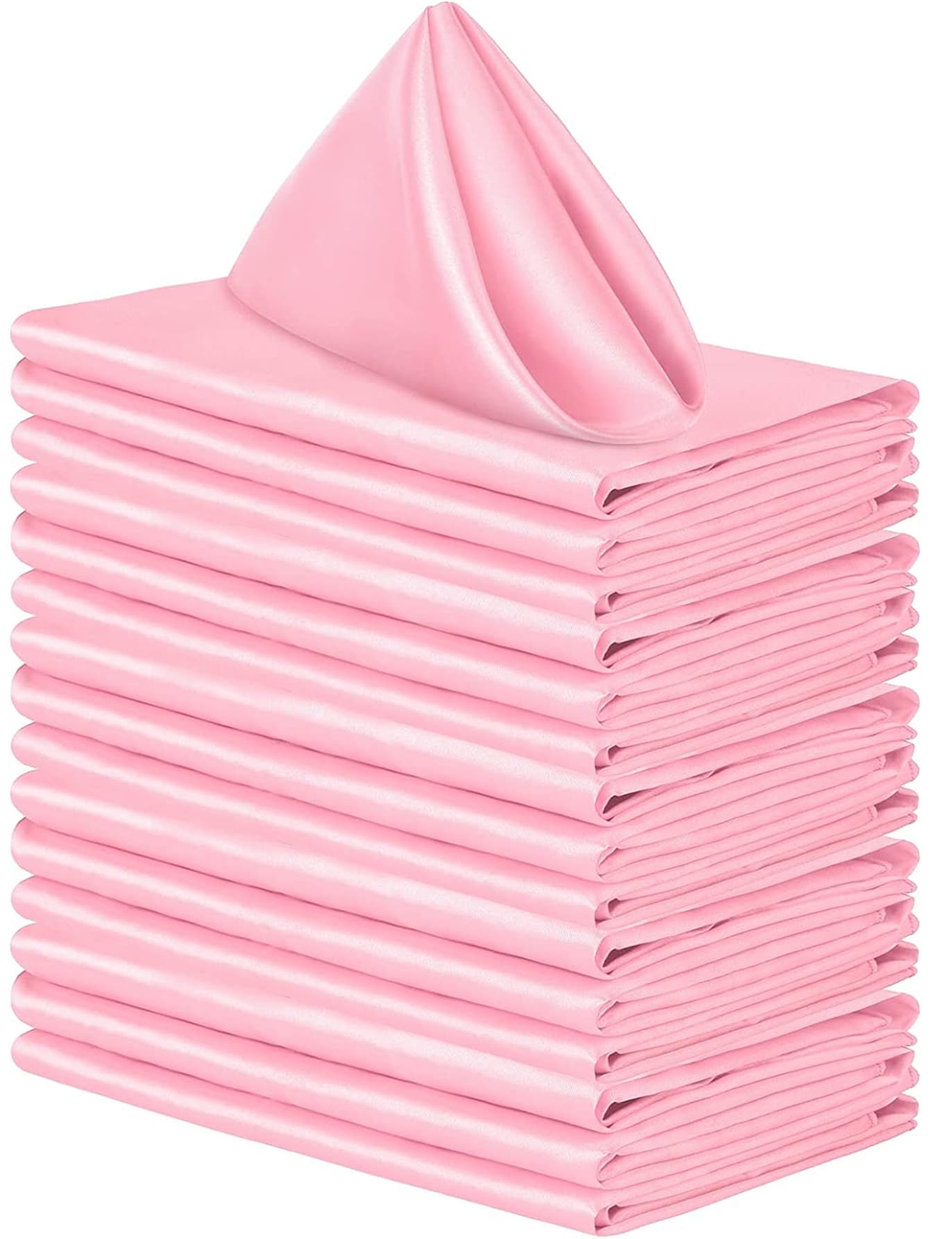 6pcs 43*43cm Solid Color Polyester Napkins, For Dining Room, Living Room, Restaurant - Pink - View 1