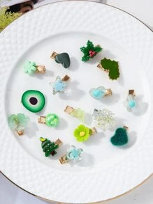 16pcs Heart & Flower Decor Alligator Hair Clip - Multicolor - View 3