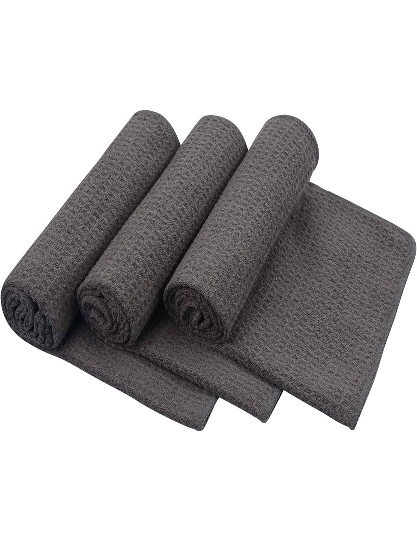 1pc Waffle Textured Sport Towel - Grey - View 1