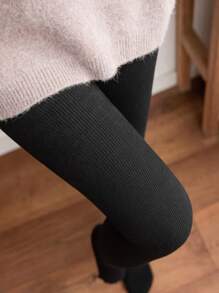 1 pieza Medias verticales negras con rayas, acolchadas y suavizadas, mujer - Negro - Ver 3