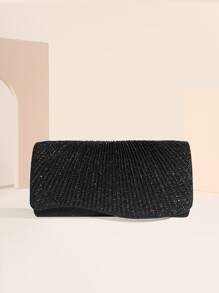 Quyến rũ, thanh lịch, tinh tế, yên tĩnh Sequin sang trọng, sành điệu, sang trọng, sáng bóng Mới xuyên biên giới Túi ly hợp buổi tối sáng bóng với thiết kế tối giản và dây chuyền sang trọng, có thể được mang như một chiếc ly hợp cầm tay, túi đeo vai hoặc túi đeo chéo mini, túi ăn tối cho Cô gái tiệc tùng, Người phụ nữ, Cô dâu Hoàn hảo cho bữa tiệc, đám cưới, vũ hội, bữa tối / tiệc, cho cocktail - màu đen - Xem 2