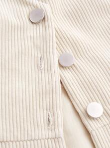 SHEIN MOD 前紐扣燈芯絨洋裝 - 米色 - 查看 3