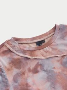 SHEIN MOD Tie Dye Seam Front Crop Tee - Multicolor - View 3