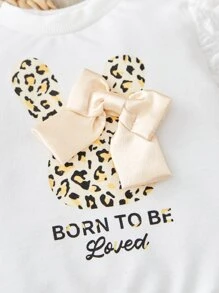 Baby Girl Slogan Graphic Bow Front Sweatshirt - White - View 3