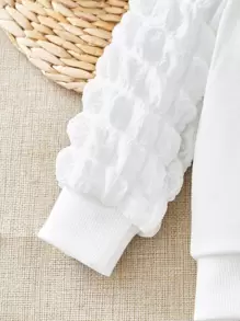 Baby Girl Slogan Graphic Bow Front Sweatshirt - White - View 5