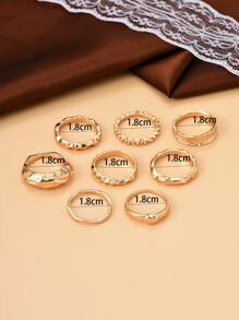 8pcs Textured Ring - Yellow Gold - View 6