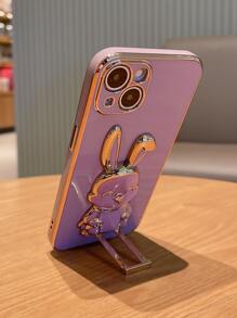 直边金属兔子支架手机壳适用于 IPhone11、IPhone15、IPhone15Pro、IPhone15ProMax、IPhone16、IPhone16Pro、IPhone16Plus、IPhone16ProMax - 紫丁香色 - 查看 2