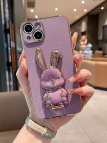 直边金属兔子支架手机壳适用于 IPhone11、IPhone15、IPhone15Pro、IPhone15ProMax、IPhone16、IPhone16Pro、IPhone16Plus、IPhone16ProMax - 紫丁香色 - 查看 1