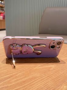 直边金属兔子支架手机壳适用于 IPhone11、IPhone15、IPhone15Pro、IPhone15ProMax、IPhone16、IPhone16Pro、IPhone16Plus、IPhone16ProMax - 紫丁香色 - 查看 3