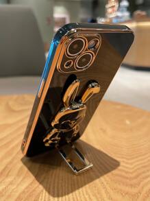 Straight Edge Electroplated Rabbit Phone Case Compatible With IPhone11, IPhone15, IPhone15Pro, IPhone15ProMax, IPhone16, IPhone16Pro, IPhone16Plus, IPhone16ProMax