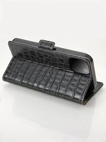Crocodile Embossed Phone Case - Black - View 4