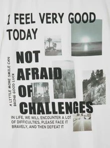 SHEIN 男孩風景和標語圖案T恤 - 白色 - 查看 4