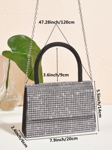 Lấp lánh lấp lánh quyến rũ, sequin, sang trọng, sáng bóng Mini trang trí bằng kim cương giả Túi vuông có nắp túi buổi tối, túi đựng đồ ăn tối bằng kim cương giả, ngọc trai giả cho cô gái dự tiệc, phụ nữ, cô dâu Hoàn hảo cho bữa tiệc, đám cưới, vũ hội, bữa tối/tiệc, cho cocktail - Bạc - Xem 4