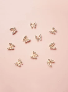 10 piezas Decoración de uñas con diamantes de imitación con diseño de mariposa, decoración de uñas DIY, piedrecitas para uñas, suministros para uñas - Multicolor - Ver 2