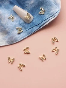 10 piezas Decoración de uñas con diamantes de imitación con diseño de mariposa, decoración de uñas DIY, piedrecitas para uñas, suministros para uñas - Multicolor - Ver 3