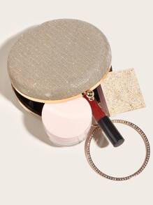 Glamorous Glitter Bling, Sequin, Luxury, Shiny Mini Rhinestone Decor Ring Handle Design Glitter Chain Circle Bag, Perfect Bride Purse For Wedding, Prom & Party Events Evening Bag, Dinner Bag For Party Girl, Woman - Gold - View 8