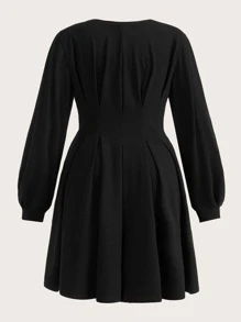 SHEIN EZwear 大碼燈籠袖褶皺洋裝