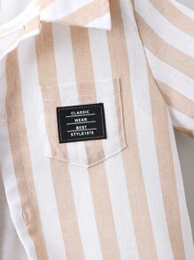 Toddler Boys Striped Letter Patched Shirt & Shorts With Tank Top - Multicolor - View 6