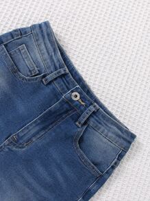Boys Bleach Wash Straight Leg Jeans - Dark Wash - View 3
