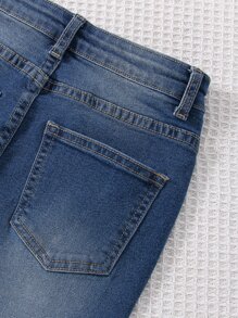 Boys Bleach Wash Straight Leg Jeans - Dark Wash - View 6