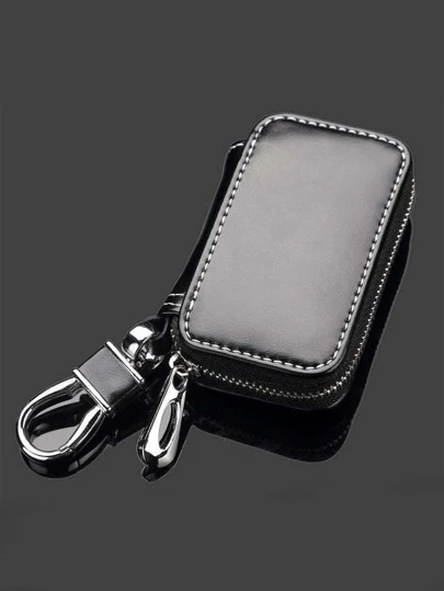 1入黑色大容量汽車遙控鑰匙套,男女適用的汽車鑰匙套