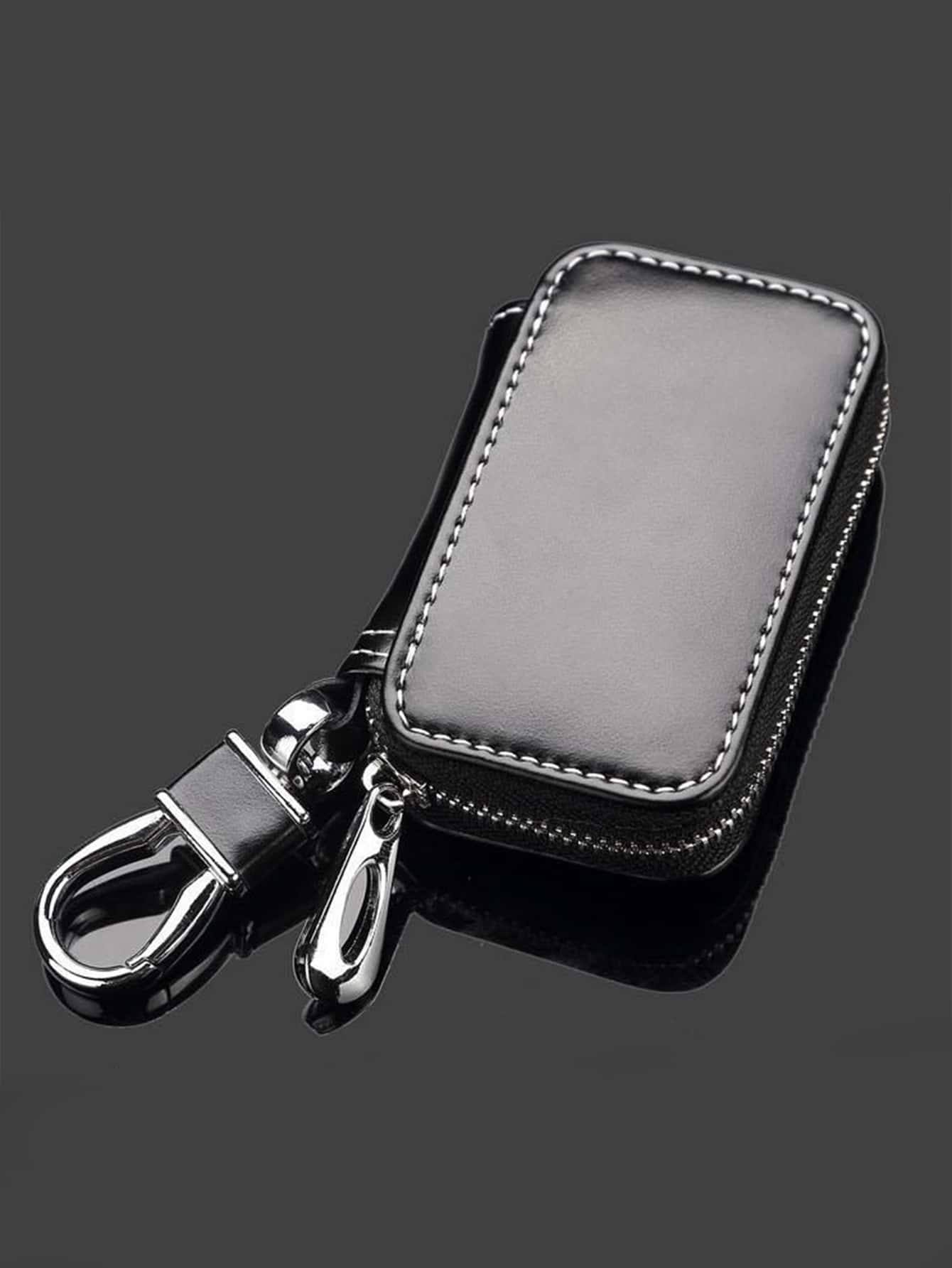 1入黑色大容量汽車遙控鑰匙套,男女適用的汽車鑰匙套 - 黑色 - 查看 1