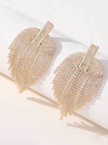 1pc Rhinestone Tassel Drop Earrings Copper Jewelry