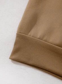 Manfinity Dauomo Áo nỉ Nam Con số Slogan Giải trí - Màu Khaki - Xem 5