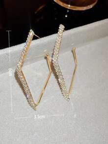 Andkiss Rhinestone Decor Geometric Cuff Hoop Bông tai - Vàng - Xem 3