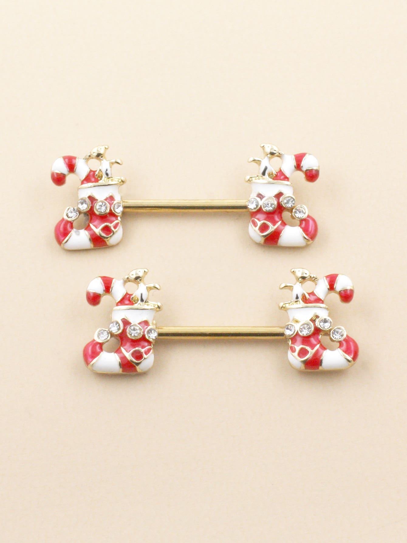 2 piezas Anillo de pezón decoración de calcetín de Navidad - Multicolor - Ver 1