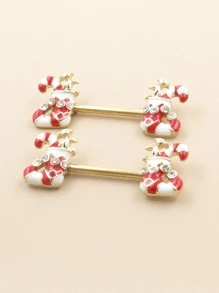 2 piezas Anillo de pezón decoración de calcetín de Navidad - Multicolor - Ver 4