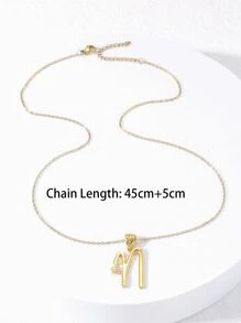 Cubic Zirconia Heart Decor Letter Charm Necklace - Yellow Gold - View 3