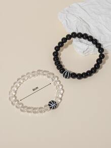 2入組情侶籃球裝飾串珠手鏈