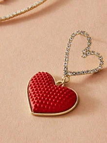 Rhinestone Heart Decor Mismatched Drop Earrings - Multicolor - View 2