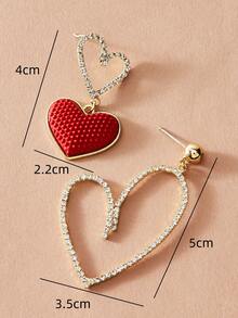 Rhinestone Heart Decor Mismatched Drop Earrings - Multicolor - View 4