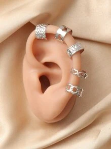 5pcs Heart Decor Ear Cuff - Silver - View 1