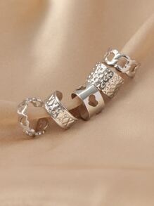 5pcs Heart Decor Ear Cuff - Silver - View 2