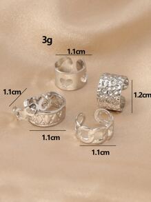 5pcs Heart Decor Ear Cuff - Silver - View 4