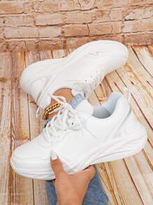 Giày Thể thao Nữ Lá thư Ren lên - trắng - Xem 1