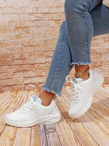 Giày Thể thao Nữ Lá thư Ren lên - trắng - Xem 3