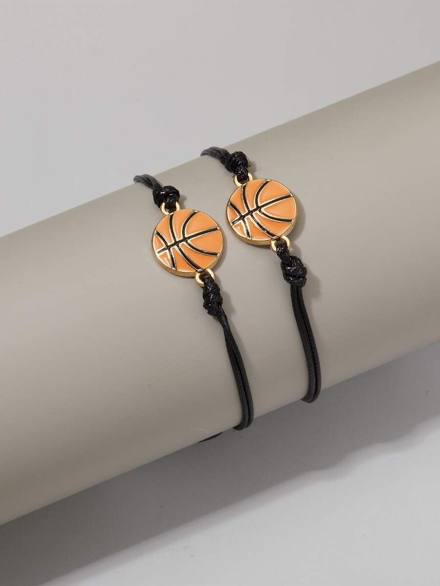 2入組男士籃球裝飾手環龐克嘻哈風格 - 彩色 - 查看 1