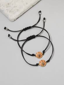 2入組男士籃球裝飾手環龐克嘻哈風格 - 彩色 - 查看 2